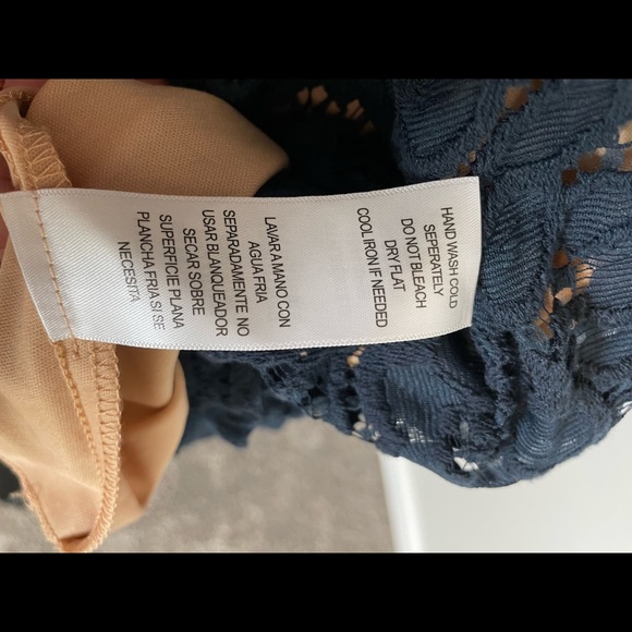 City Studio Dress Mini Navy Lace Tan lining Sleeveless Size 7 - Picture 11 of 12